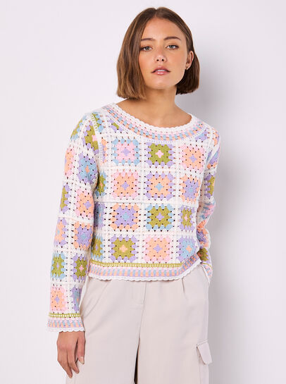 Pastel Crochet Squares Jumper