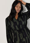 Curve Abstract Lines Midi Dress, Khaki, large