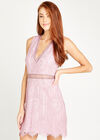 Lace V-Neck Scallop Edge Dress, Lilac, large
