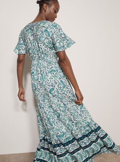 Paisley Print Tiered Maxi Dress