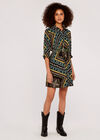 Scarf Print Shirt Dress, Black, large