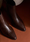 Short Heeled Pointed Boots, Brown, large