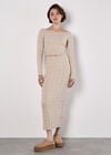 Cable Knit Maxi Skirt, Stone, large