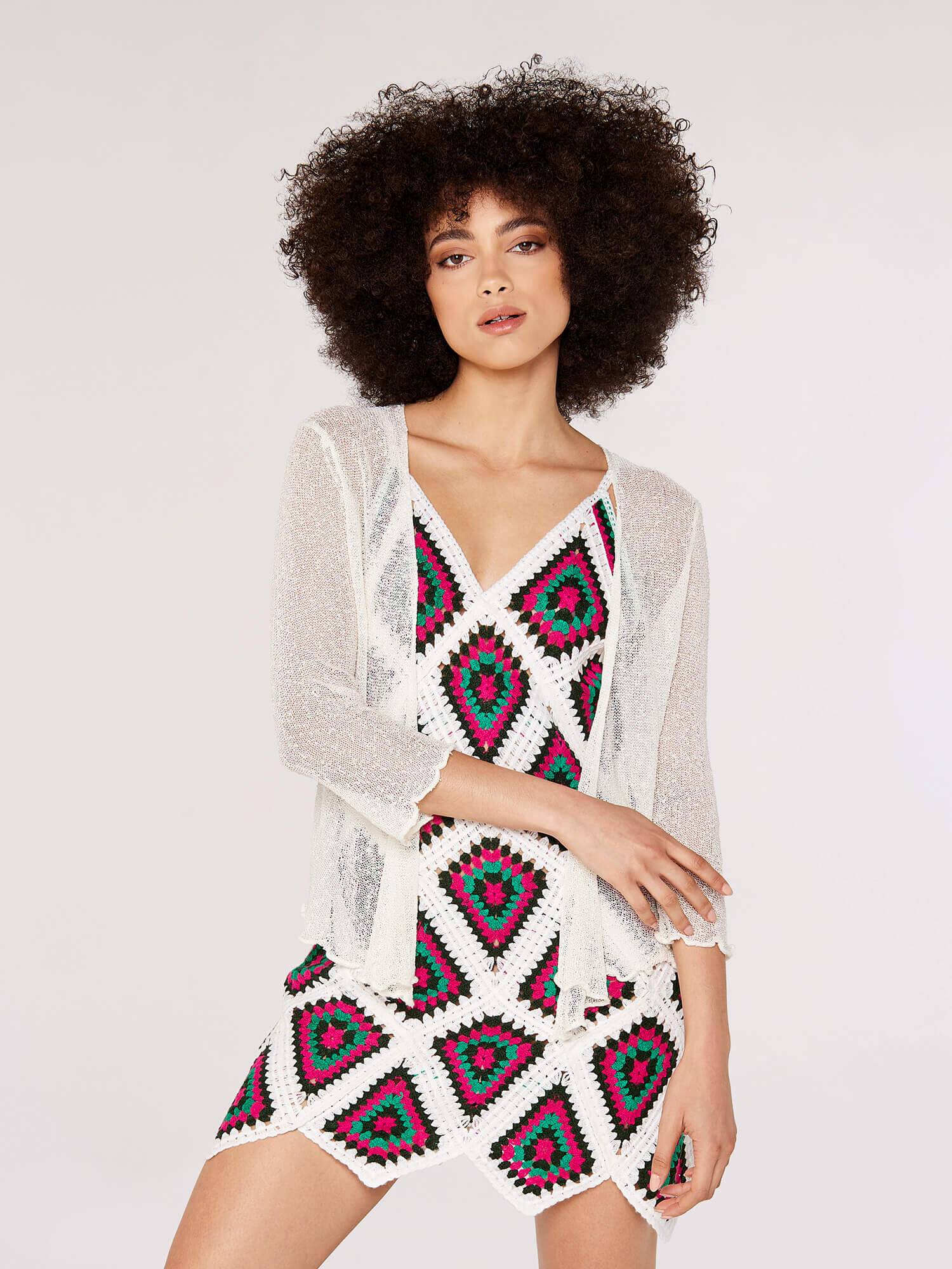 Lightweight Sheer Knitted Shrug Apricot Clothing