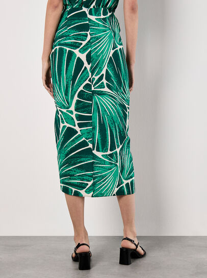 Abstract Shell Wrap Midi Skirt
