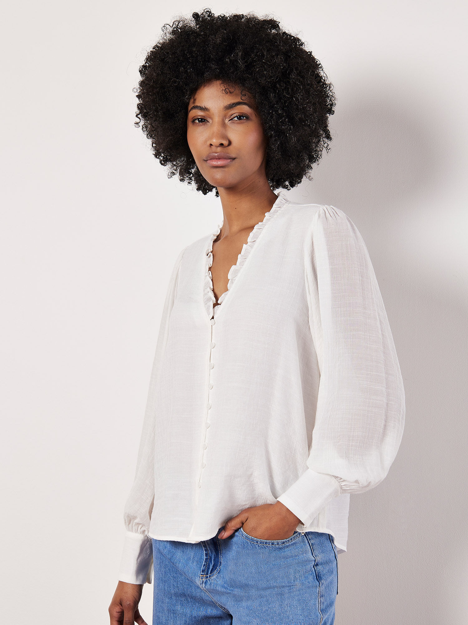 Chemisier Texture A Col Volante Vetements Apricot