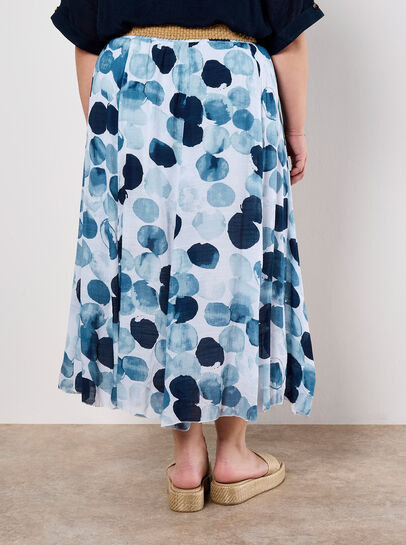 Abstract Print Slub Midi Skirt