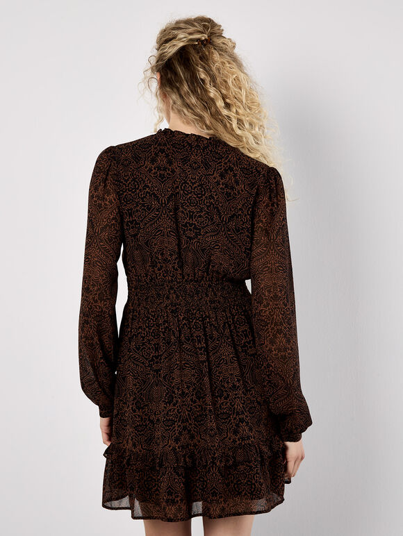 Paisley Mini Dress, Rust, large