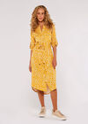 Brush Dot Midi Dress, Mustard, large