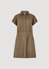 Utility Shirt Mini Dress, Brown, large