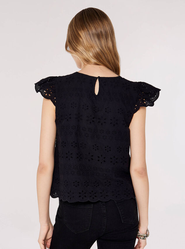 Broderie Anglaise Top, Black, large