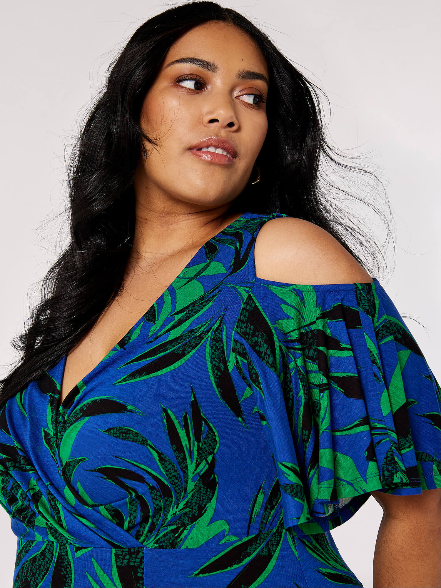 Apricot tropical palm dress clearance