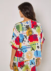 Colourful Sketch Print Top, Cream, large