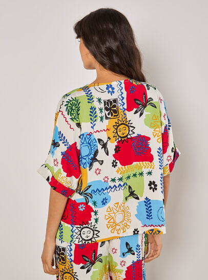 Colourful Sketch Print Top