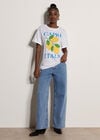 Capri Italy Lemon Cotton T-Shirt, White, large