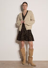 Rose Applique Chunky Knit Cardigan, Stone, large