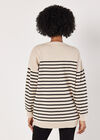 Stripe Rib Knit Longline Jumper, Stone, large