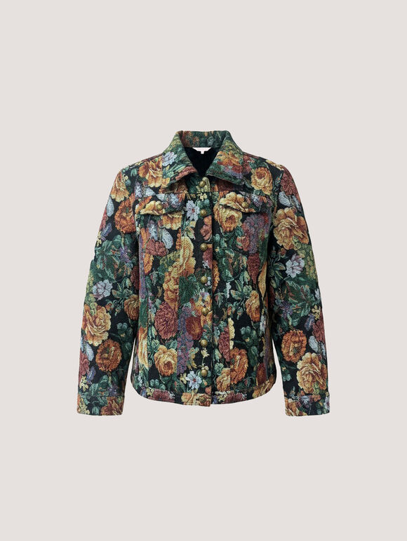 Floral Tapestry Jacket, Black, large