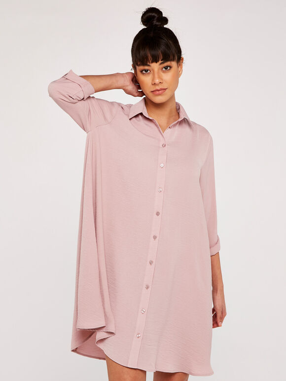 Shirt Swing Dress, Pink, large