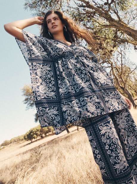 Scarf Print Kimono Mini Dress