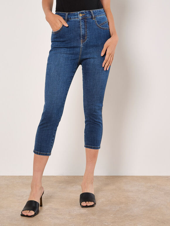 Sara Skinny Fit Capri Jeans, Blue, large