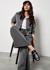 Pinstripe Wide Leg Tailored Trousers, Grey, large