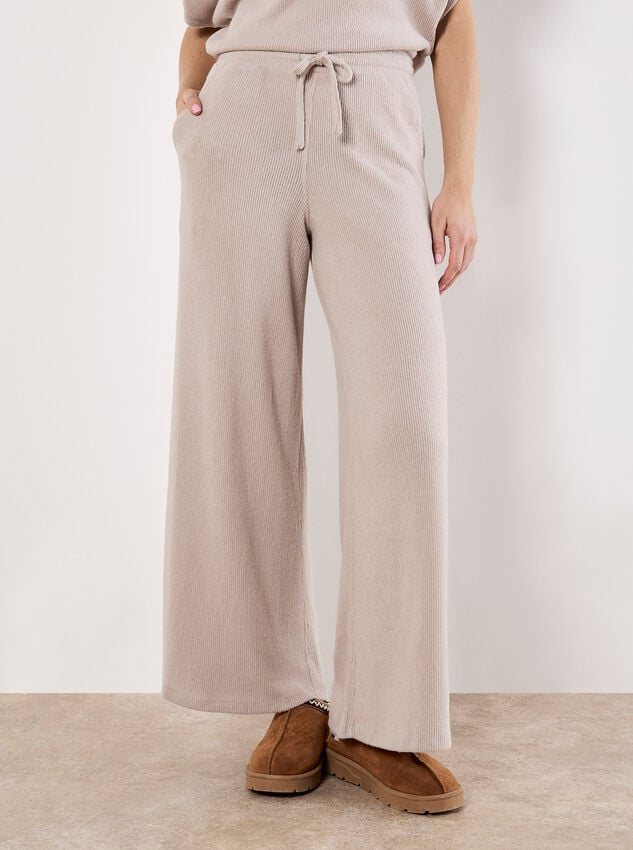 Soft Knit Wide Leg Trousers, Stone, large