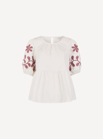 Floral Embroidered Peplum Top