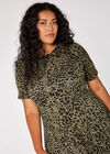 Curve Leopard Print Midi Dress, Khaki, large