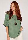 Textured Oversized Necklace Top, Green, large