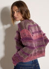 Tonal Stripe Fluffy Jumper, Purple, large
