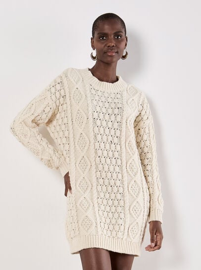 Cable Knit Oversized Jumper Mini Dress
