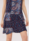 Paisley Mix-Match Mini Dress, Navy, large