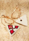 Hand Painted Ceramic Hoop Earrings, Red, large