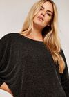 Metallic Shimmer Batwing Top, Black, large