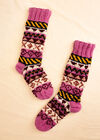 Hand-Knitted Long Stripe Socks, Pink, large