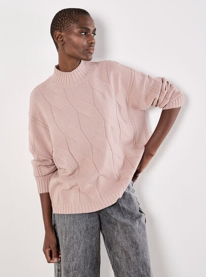 Rhinestone Embellished Fine Knit Jumper