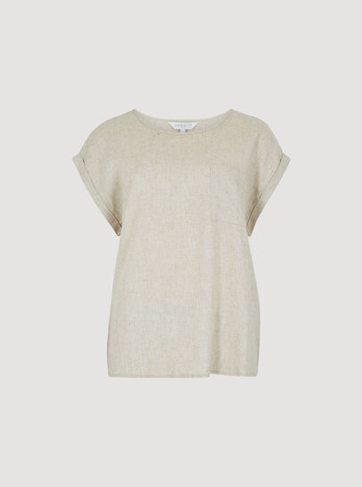 Linen Blend Split Back Oversized Top