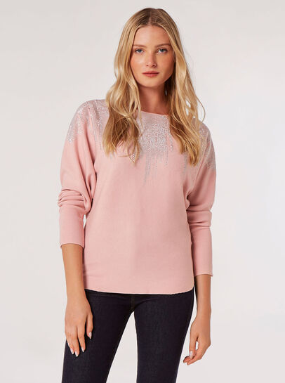 Embellished Stud Batwing Jumper