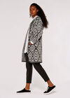 Chevron Hooded Cardigan, Grey, large