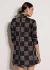 Textured Check Swing Mini Dress, Mocha, large