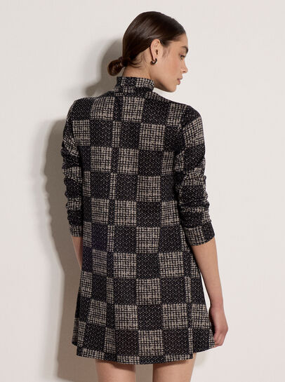 Textured Check Swing Mini Dress
