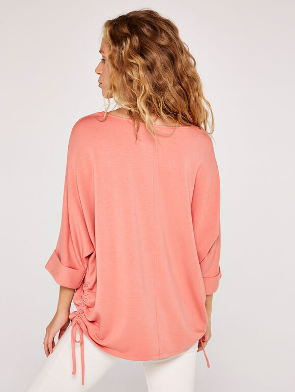 Oversized Drawstring Top, Pink, large