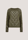 Diamond Pointelle Boxy Jumper, Khaki, large