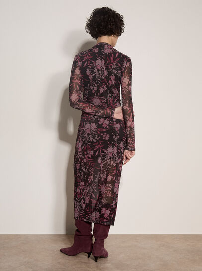 Floral Mesh Midi Dress