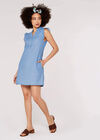 Lightweight Denim Mini Dress, Blue, large