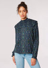 Paisley Ruffle Top, Navy, large