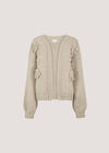 Rose Applique Chunky Knit Cardigan, Stone, large
