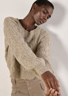 Flecked Braid Cable Knit Jumper, Stone, large