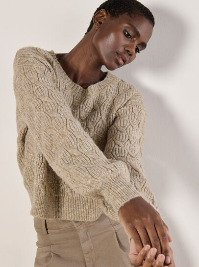 Flecked Braid Cable Knit Jumper